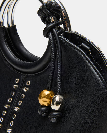 GEENA Embellished Bag Black Ring Top-Handle Crossbody Handbag