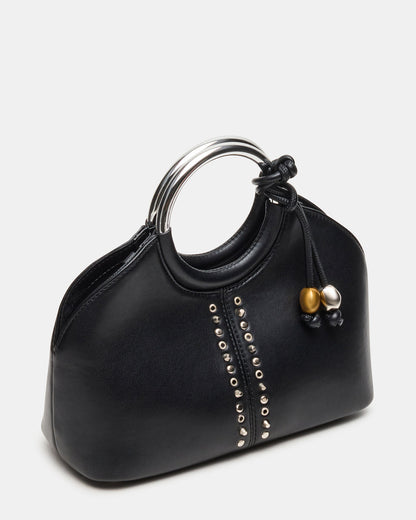 GEENA Embellished Bag Black Ring Top-Handle Crossbody Handbag