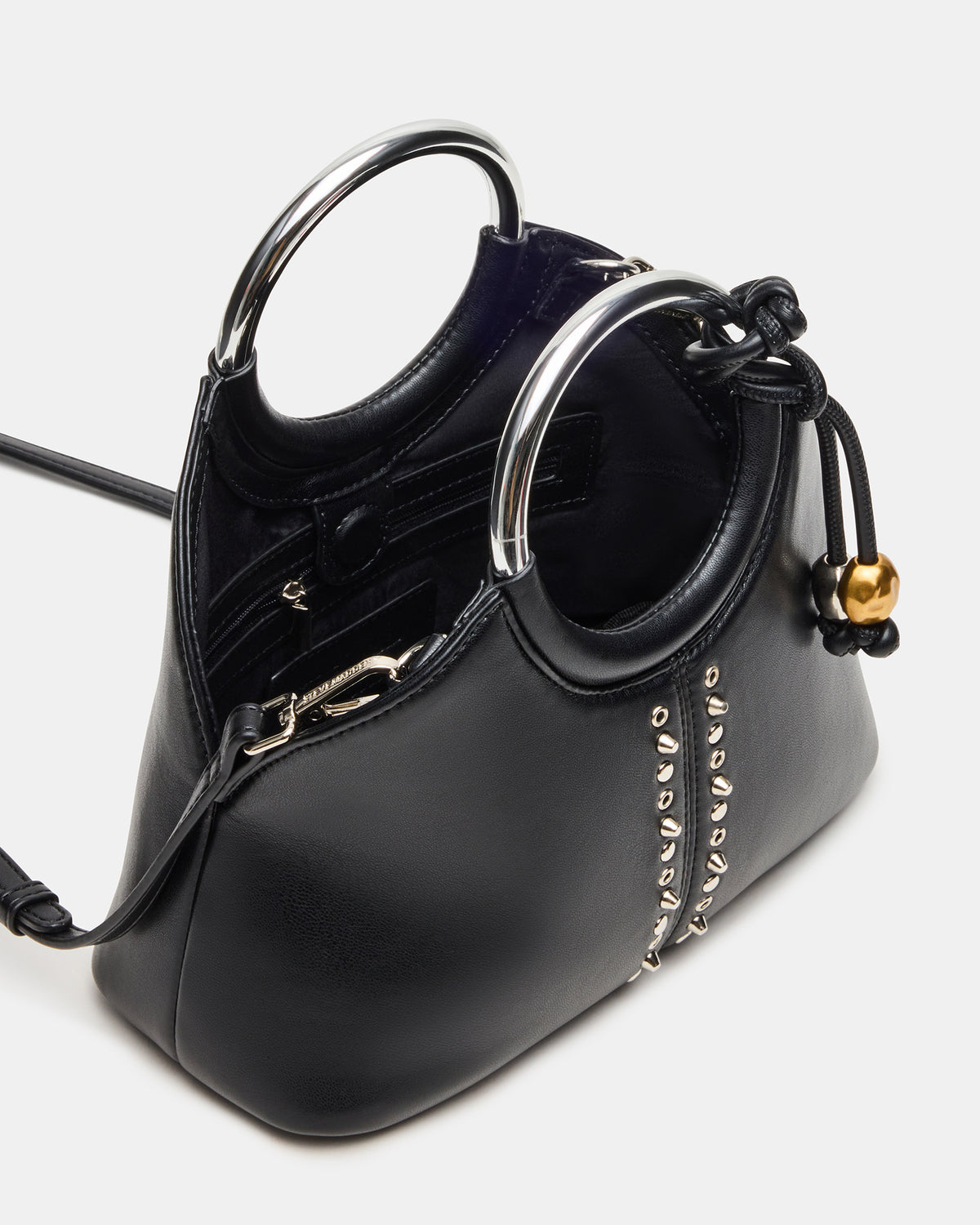 GEENA Embellished Bag Black Ring Top-Handle Crossbody Handbag