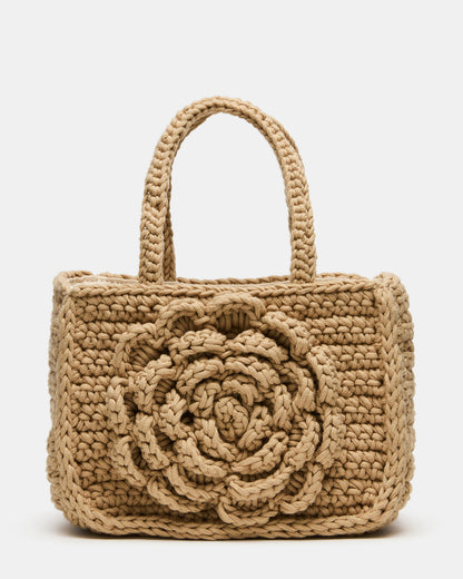 LUVLY Bag Natural Mini Top-Handle Flower Decal Crochet Crossbody Handbag