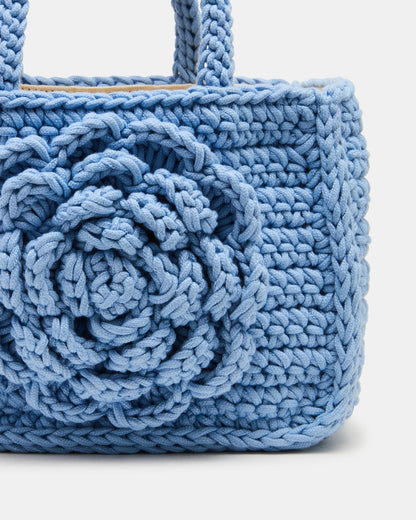 LUVLY Bag Light Blue Mini Top-Handle Flower Decal Crochet Crossbody Handbag