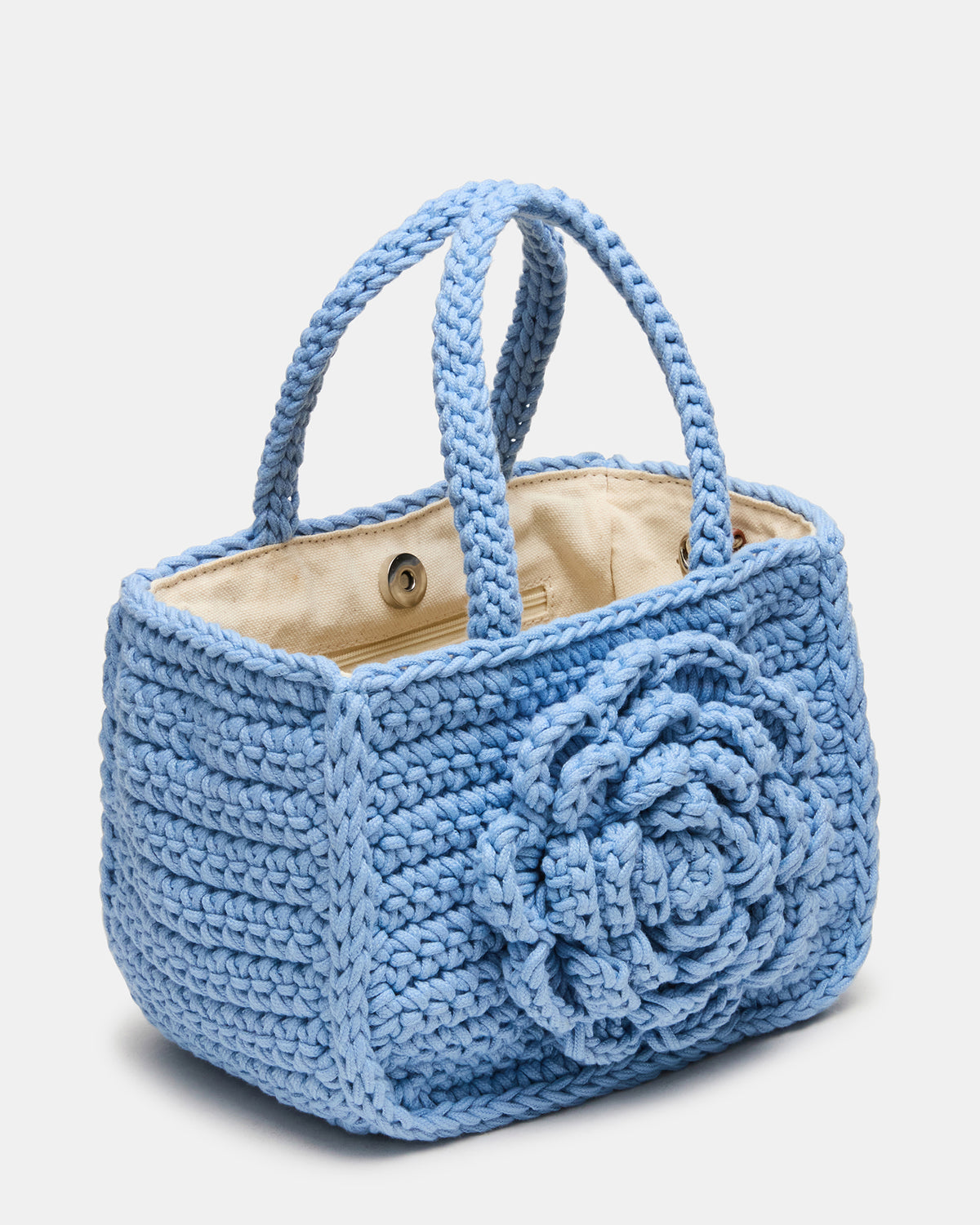 LUVLY Bag Light Blue Mini Top-Handle Flower Decal Crochet Crossbody Handbag