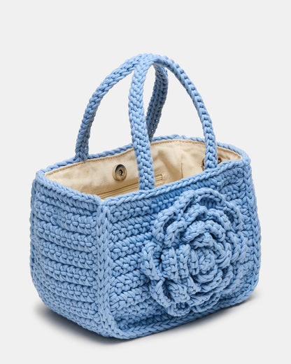LUVLY Bag Light Blue Mini Top-Handle Flower Decal Crochet Crossbody Handbag