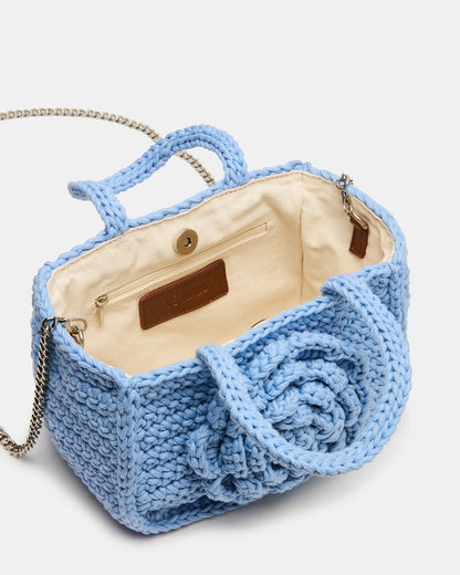 LUVLY Bag Light Blue Mini Top-Handle Flower Decal Crochet Crossbody Handbag