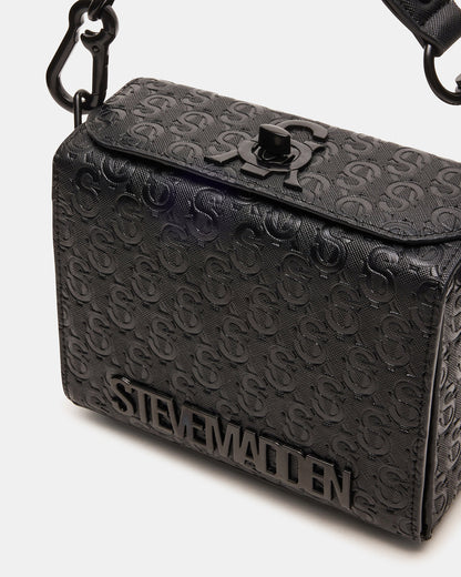 NOYA Black/Black Women's Embossed Crossbody Top-Handle Box Handbag