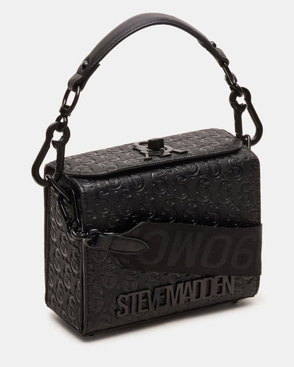 NOYA Black/Black Women's Embossed Crossbody Top-Handle Box Handbag
