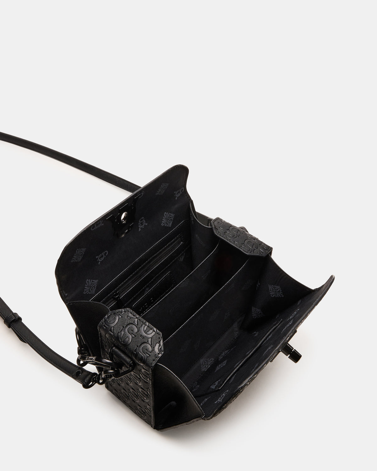 NOYA Black/Black Women's Embossed Crossbody Top-Handle Box Handbag