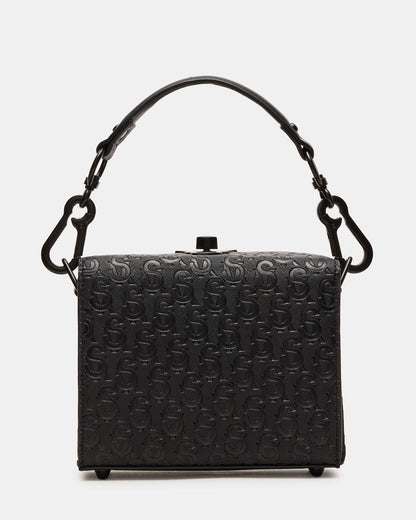 NOYA Black/Black Women's Embossed Crossbody Top-Handle Box Handbag