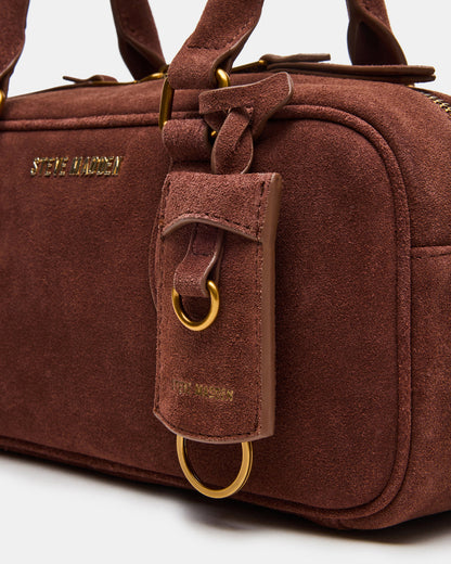 MERIT Bag Chestnut Suede Top-Handle Satchel Crossbody Handbag
