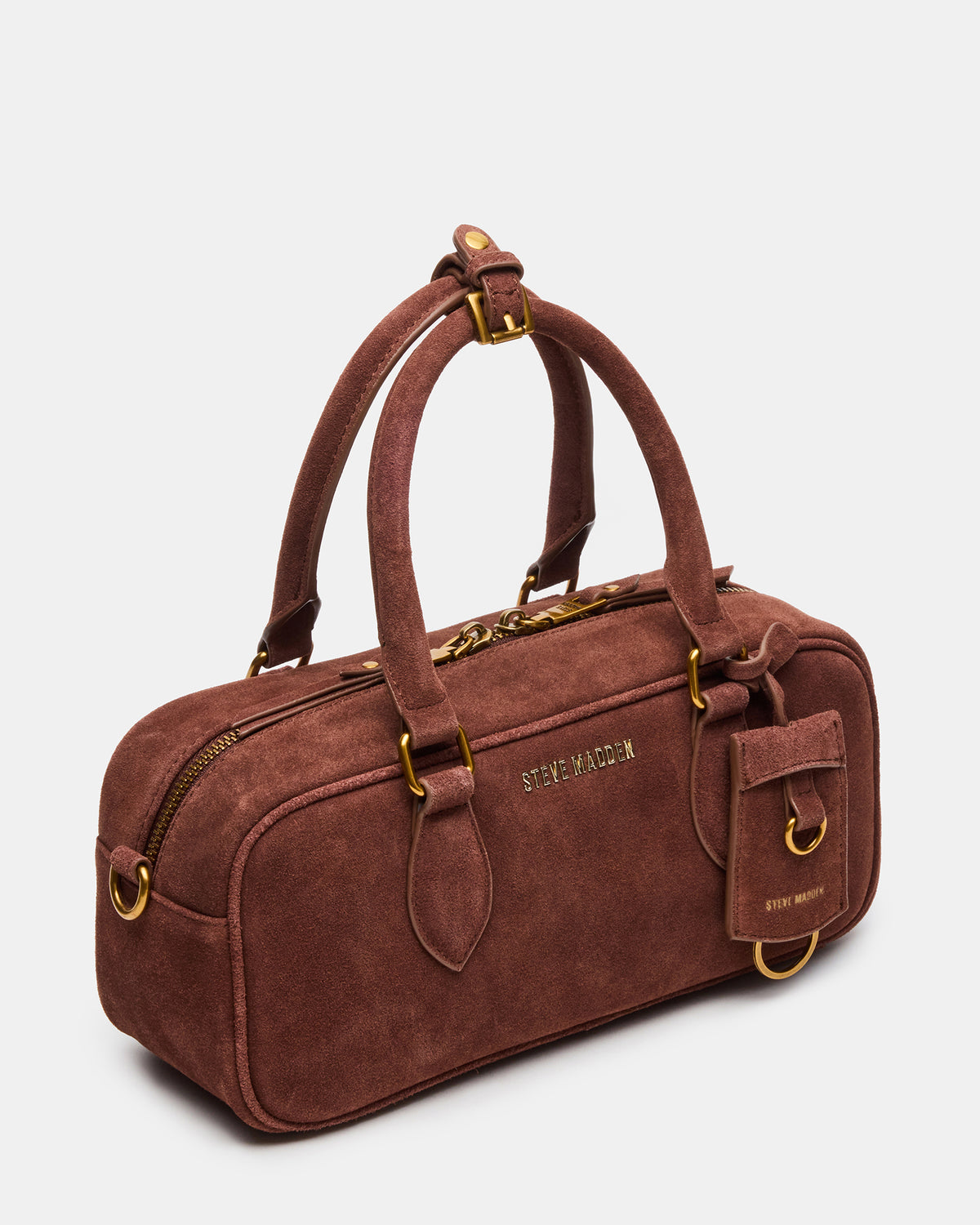 MERIT Bag Chestnut Suede Top-Handle Satchel Crossbody Handbag