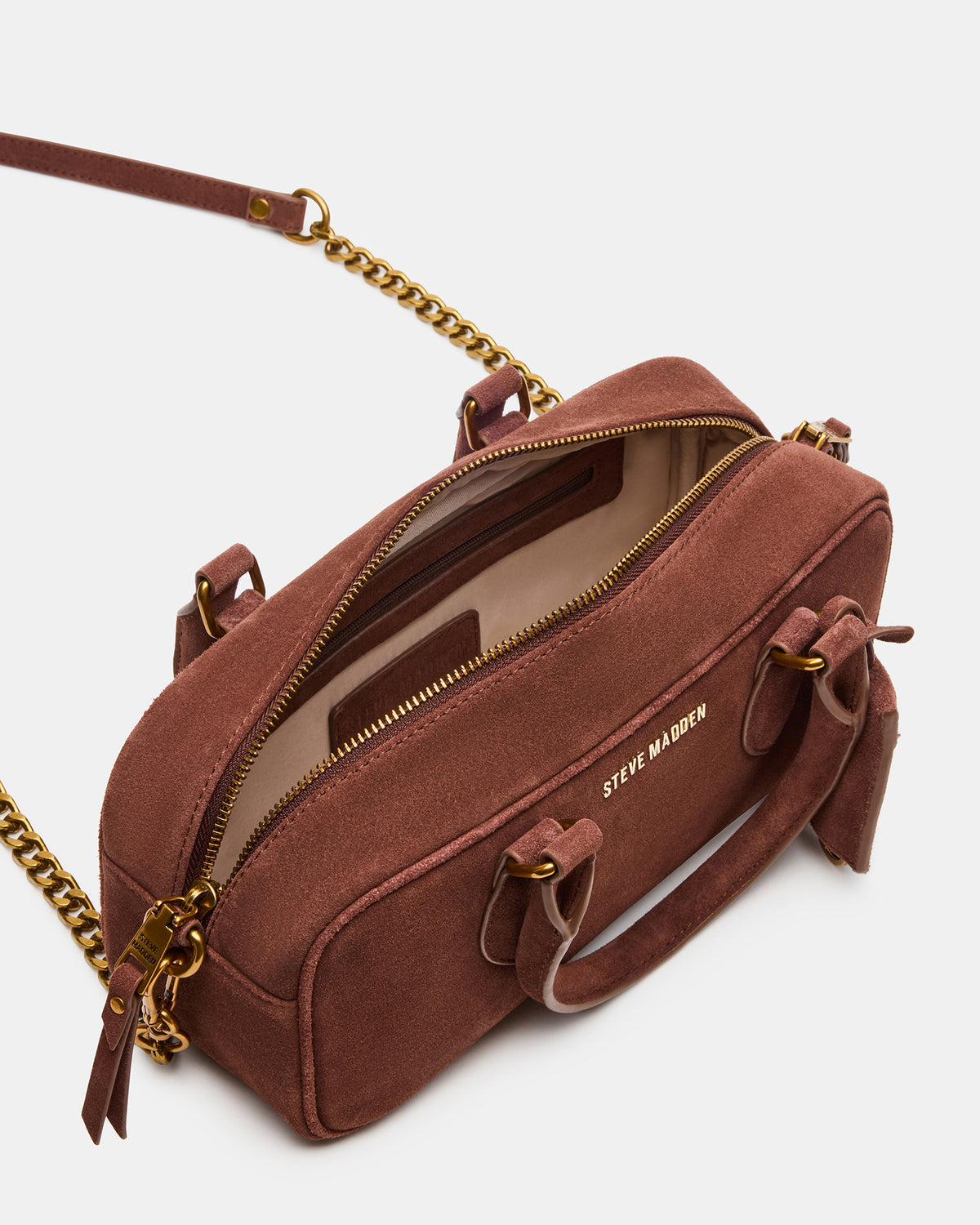 MERIT Bag Chestnut Suede Top-Handle Satchel Crossbody Handbag