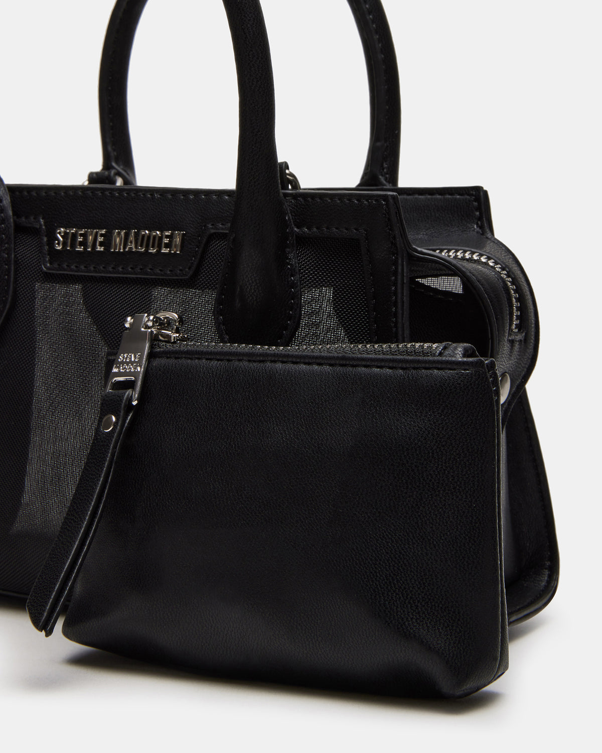 PEACHY Black Women's Mini Top-Handle Mesh Handbag