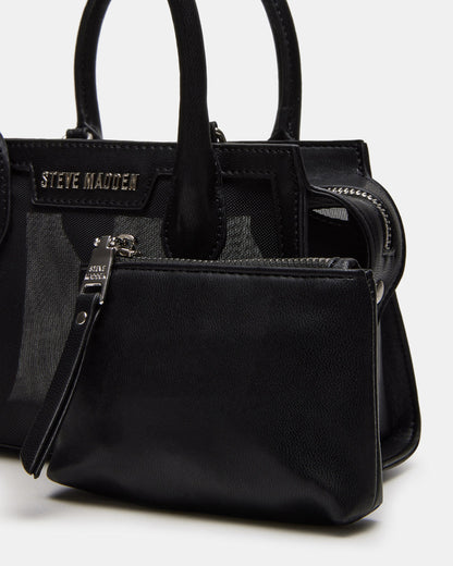 PEACHY Black Women's Mini Top-Handle Mesh Handbag