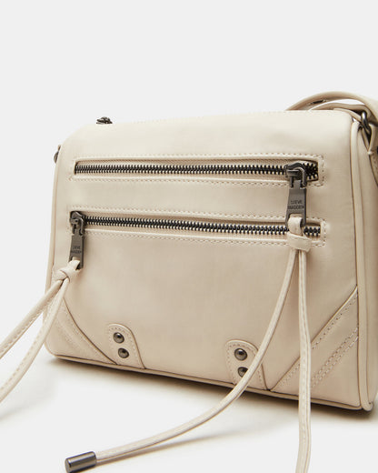 RIGBY Taupe Women's Fringe Studded Crossbody Handbag