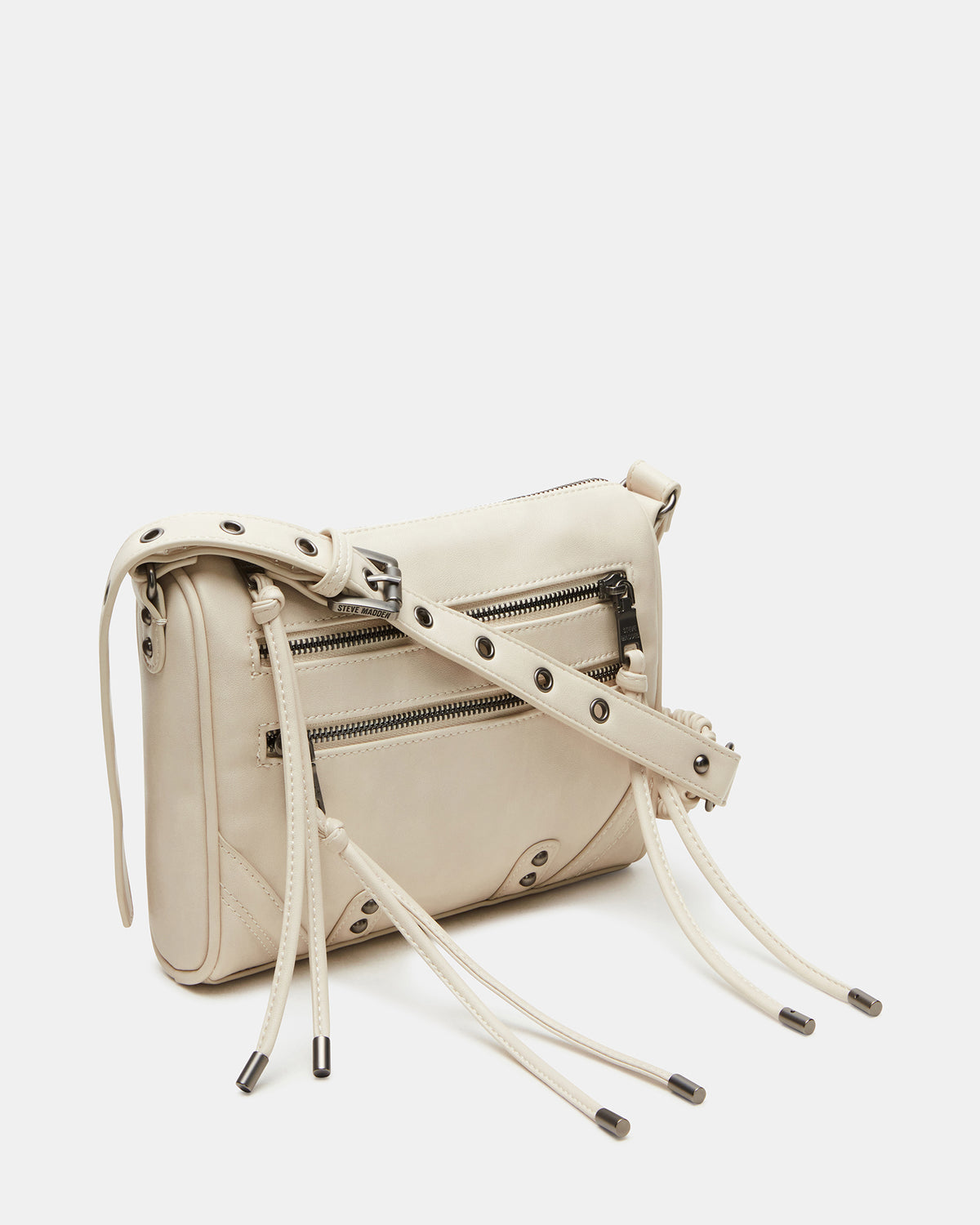 RIGBY Taupe Women's Fringe Studded Crossbody Handbag