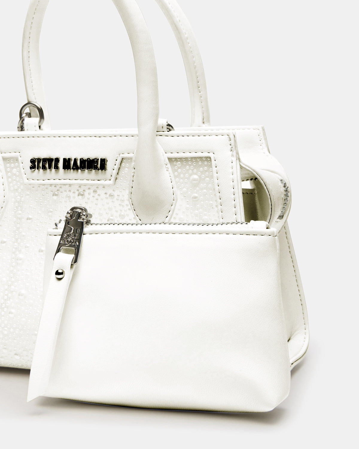 PEACH White Multi Women's Mini Top-Handle Mesh Handbag