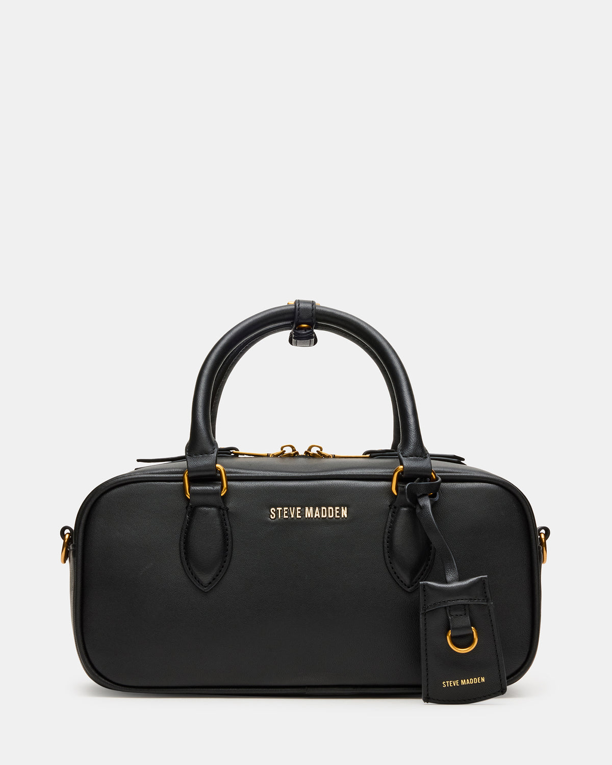 MERIT Bag Black Leather Top-Handle Satchel Crossbody Handbag