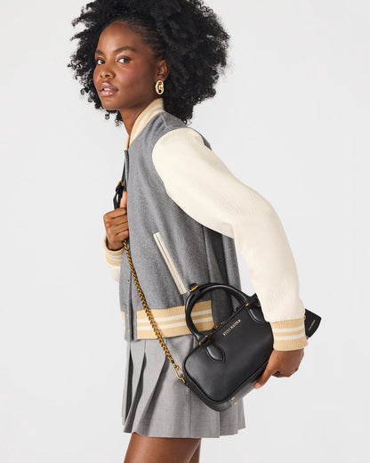 MERIT Bag Black Leather Top-Handle Satchel Crossbody Handbag