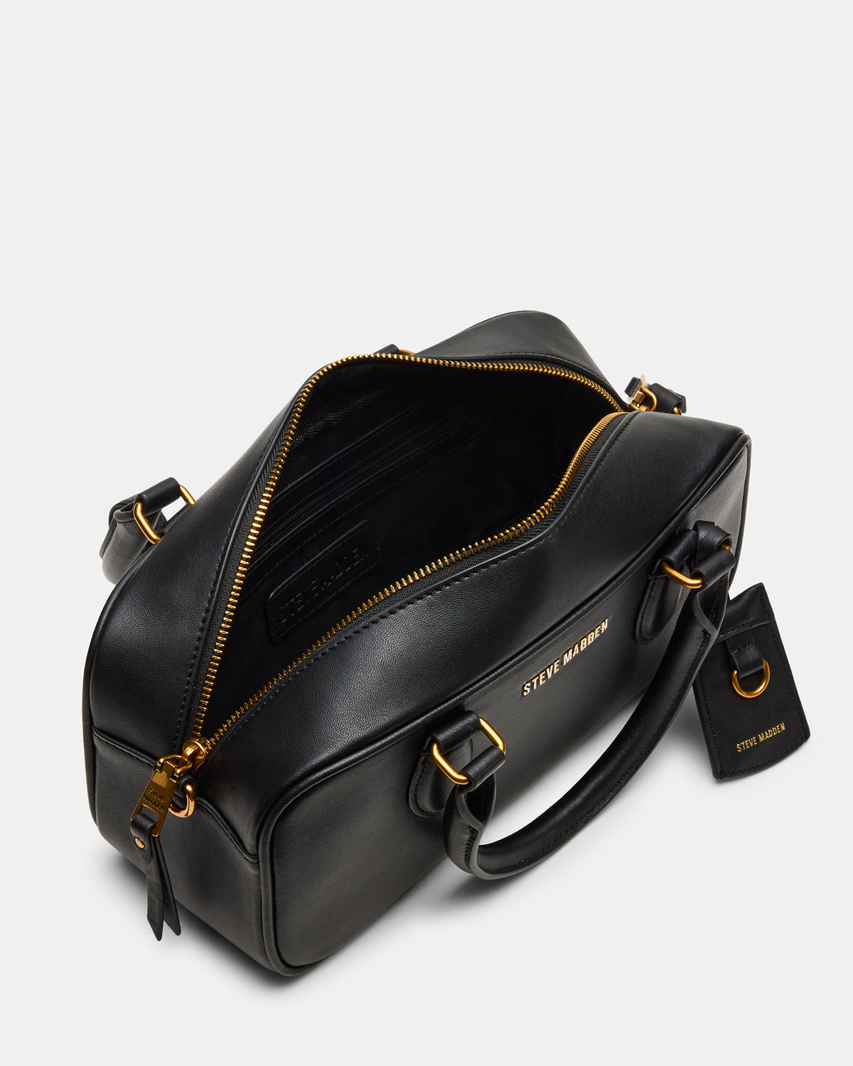 MERIT Bag Black Leather Top-Handle Satchel Crossbody Handbag