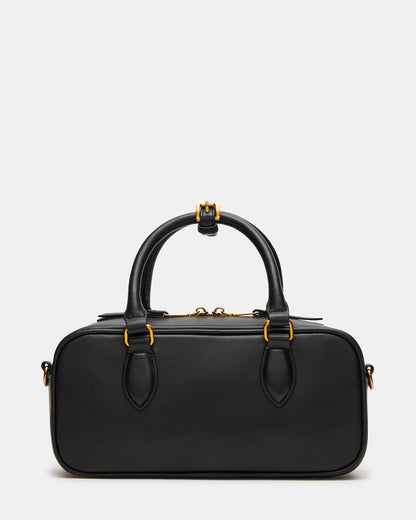 MERIT Bag Black Leather Top-Handle Satchel Crossbody Handbag