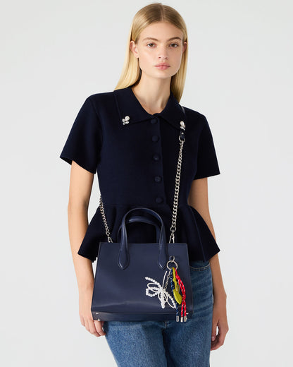 CALLEB Bag Navy Structured Tote Crossbody Handbag