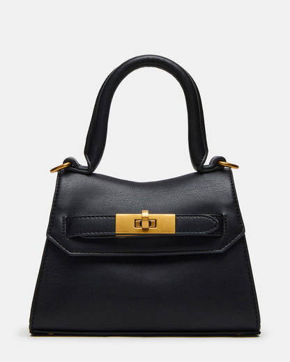 MADLYN Bag Black Structured Turn-Lock Closure Top-Handle Crossbody Mini Handbag