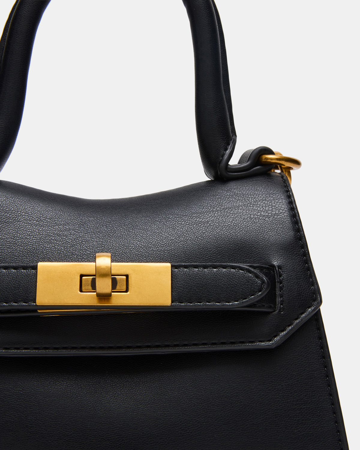 MADLYN Bag Black Structured Turn-Lock Closure Top-Handle Crossbody Mini Handbag