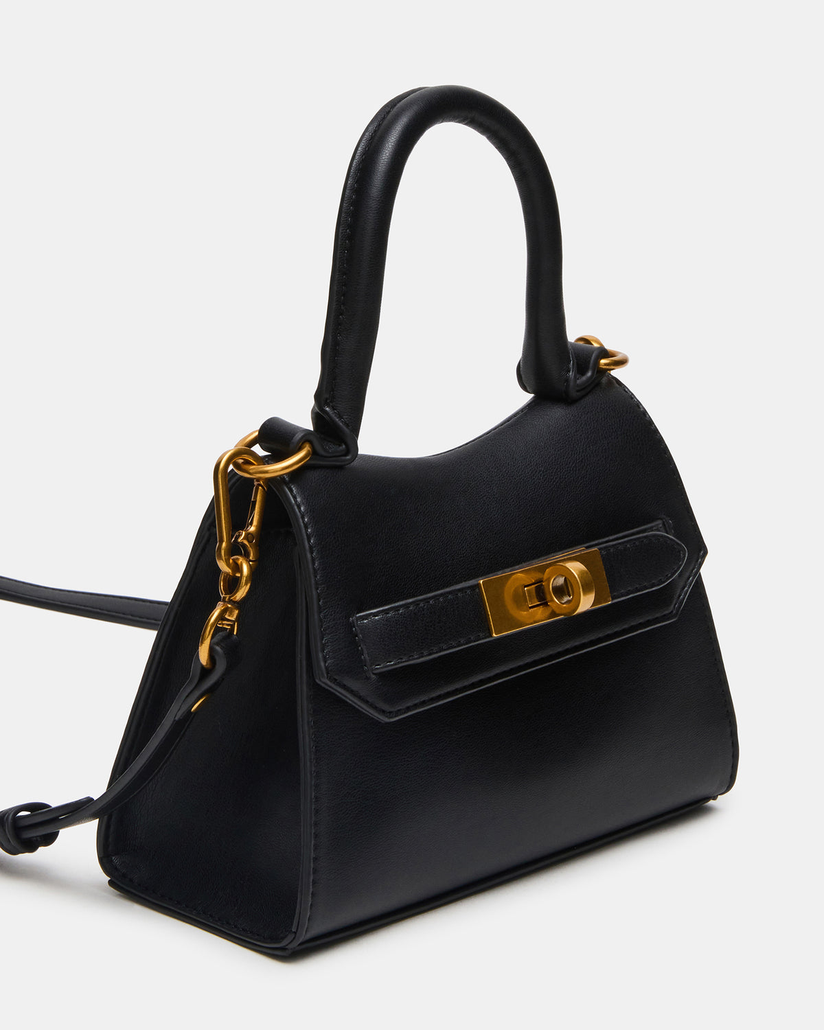 MADLYN Bag Black Structured Turn-Lock Closure Top-Handle Crossbody Mini Handbag