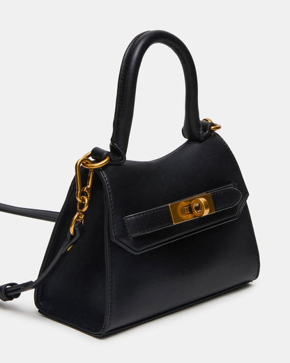 MADLYN Bag Black Structured Turn-Lock Closure Top-Handle Crossbody Mini Handbag