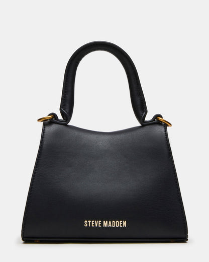 MADLYN Bag Black Structured Turn-Lock Closure Top-Handle Crossbody Mini Handbag
