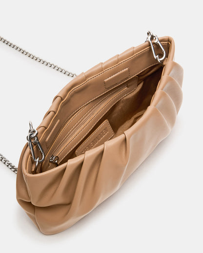 NIKA Chestnut Women's Pleated Crossbody Clutch Handbag