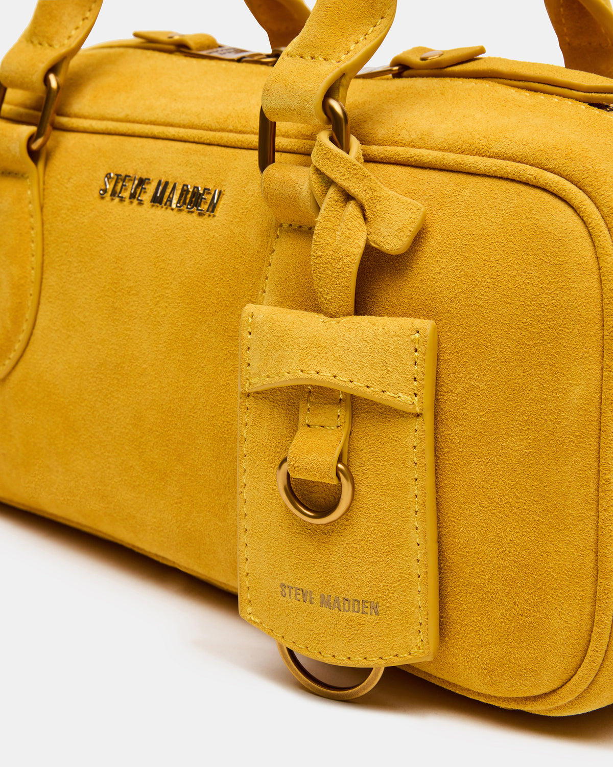 MERIT Bag Mustard Suede Top-Handle Satchel Crossbody Handbag