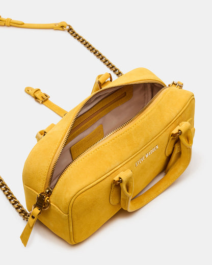 MERIT Bag Mustard Suede Top-Handle Satchel Crossbody Handbag