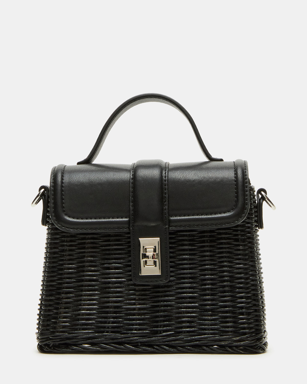 CRISTY Bag Black Wicker Top-Handle Sraw Crossbody Handbag