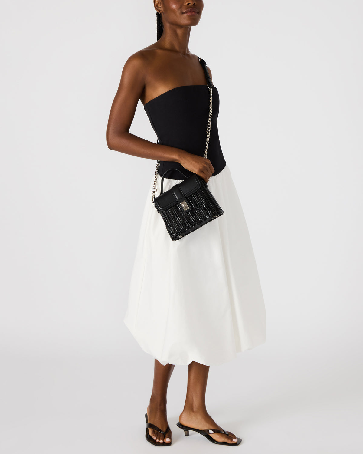 CRISTY Bag Black Wicker Top-Handle Sraw Crossbody Handbag