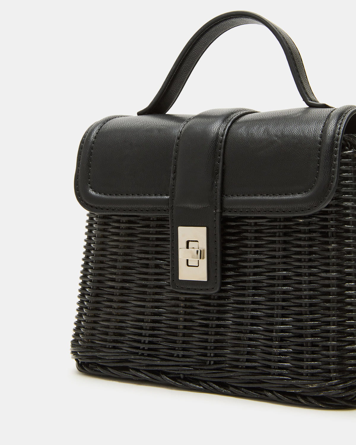 CRISTY Bag Black Wicker Top-Handle Sraw Crossbody Handbag