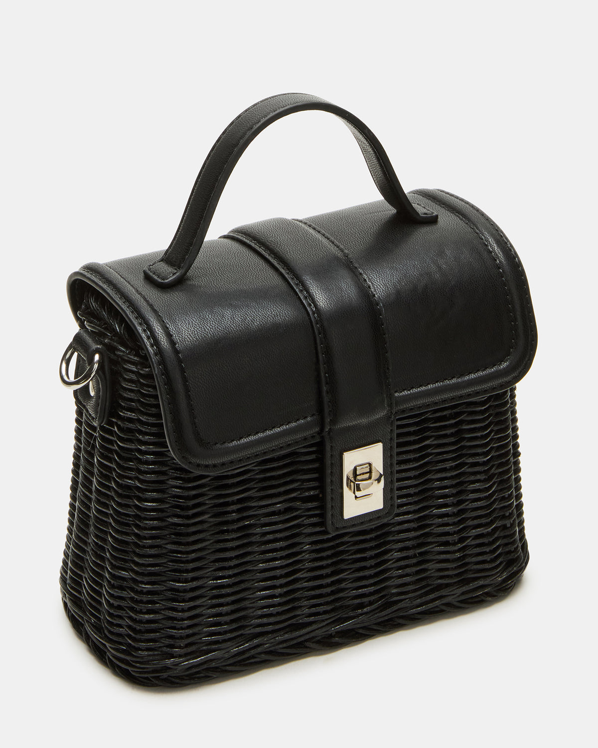 CRISTY Bag Black Wicker Top-Handle Sraw Crossbody Handbag
