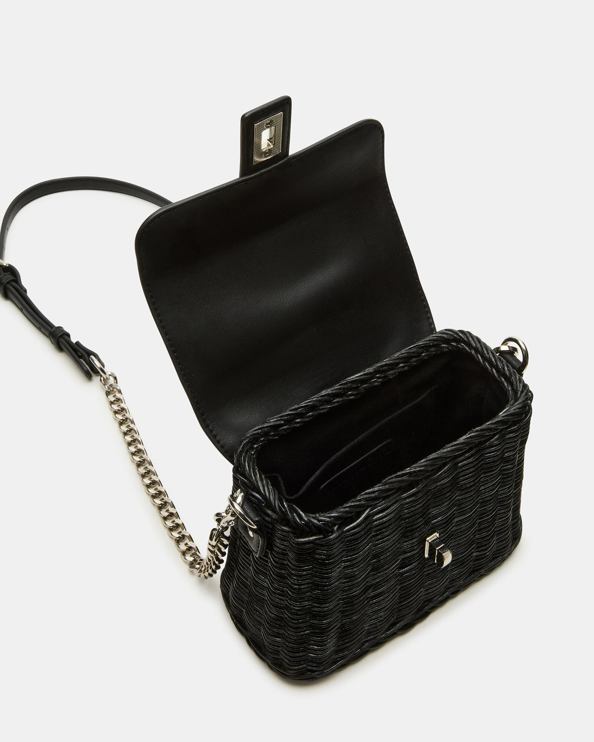 CRISTY Bag Black Wicker Top-Handle Sraw Crossbody Handbag