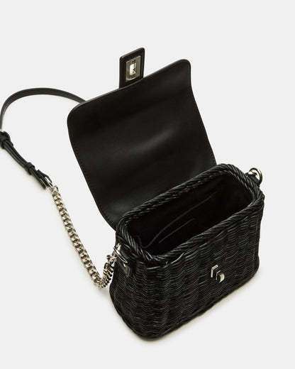 CRISTY Bag Black Wicker Top-Handle Sraw Crossbody Handbag