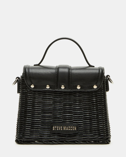 CRISTY Bag Black Wicker Top-Handle Sraw Crossbody Handbag