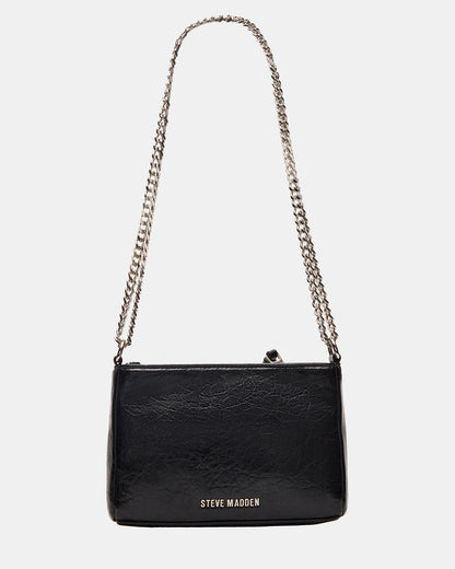 SKY Bag Black/Silver Moto Rhinestone Embellished Stud Crossbody Handbag