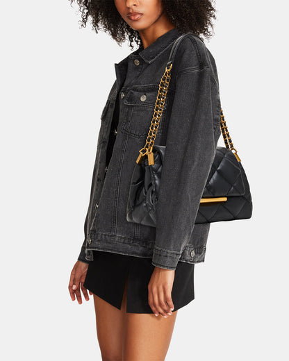 COLETTE Bag Black/Gold Quilted Chain Shoulder Handbag