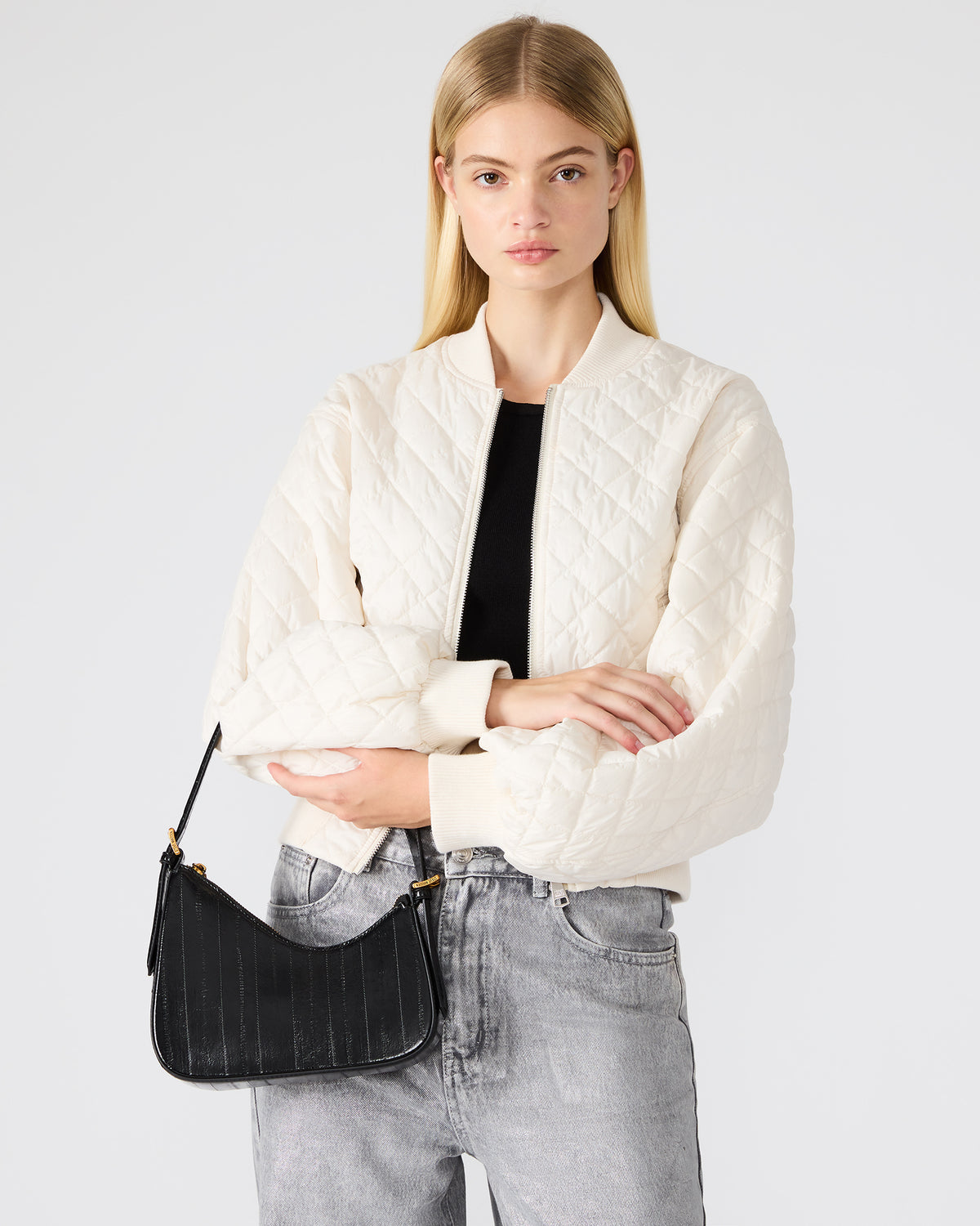 SMITH Bag Black Eel Asymmetric Shoulder Handbag