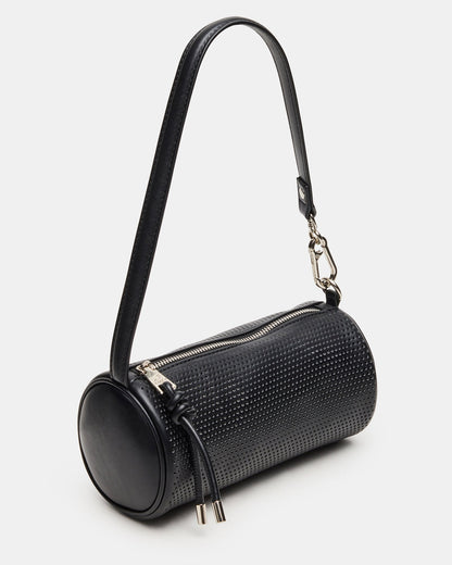 PRIYA Perforated Bag Black Mini Barrel Shoulder Handbag
