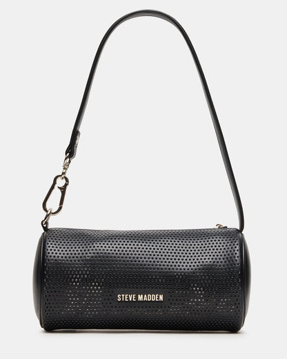 PRIYA Perforated Bag Black Mini Barrel Shoulder Handbag