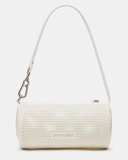 PRIYA Perforated Bag White Mini Barrel Shoulder Handbag