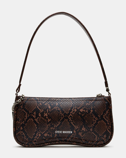 ANGEL Bag Brown Snake Top-Zipper Structured Shoulder Strap Handbag