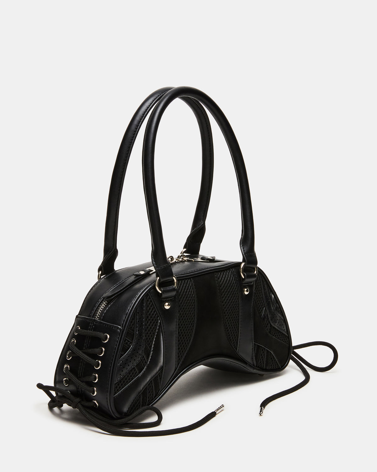 KODY Bag Black Lace-Up Buckle Shoulder Strap Handbag