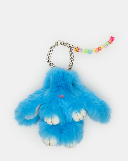 BUNNY BAG CHARM Blue Multi-Colored Alphabet Letter Beaded Plush Bunny Bag Charm