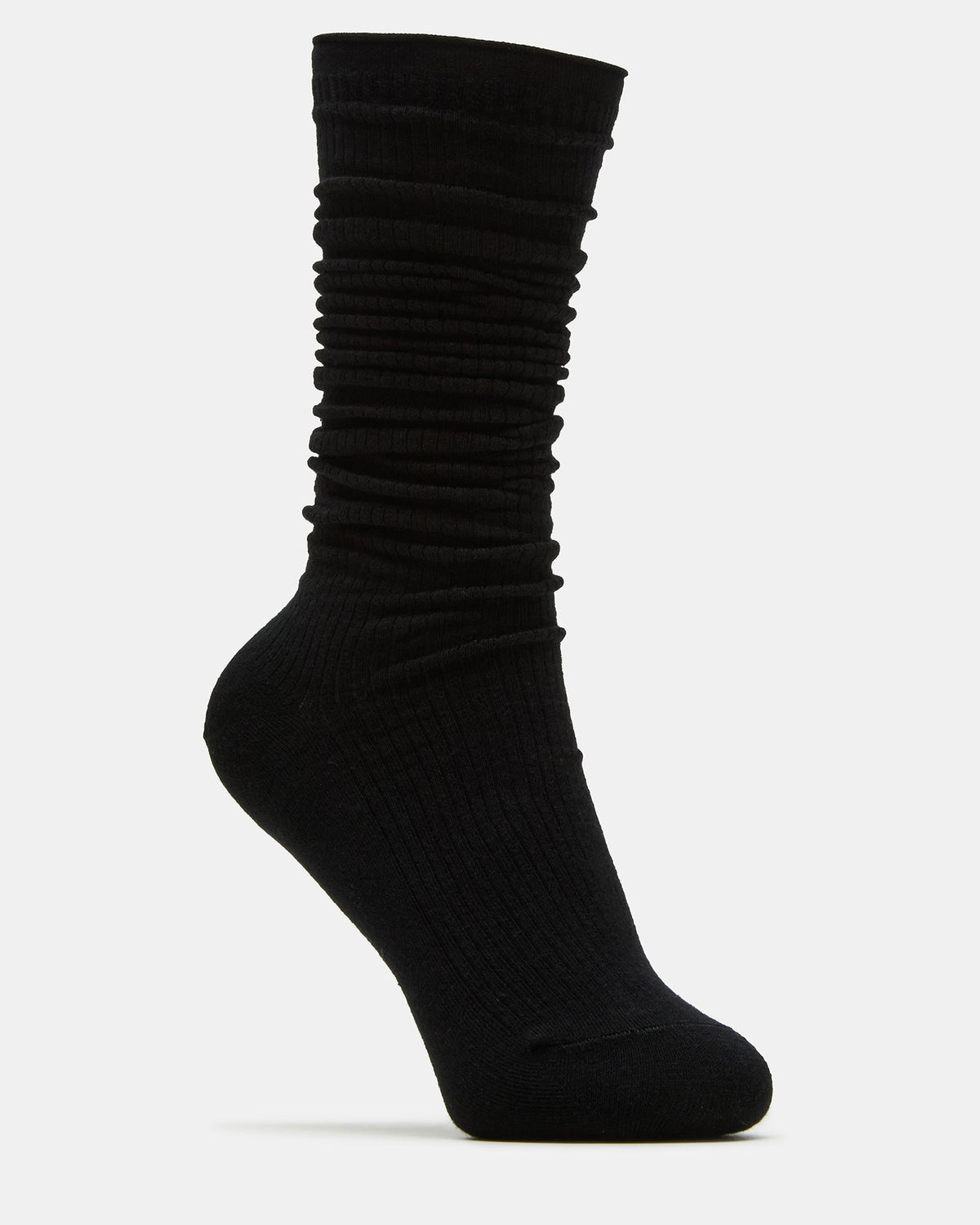 2 PACK SLOUCHY CREW SOCKS BLACK WHITE Scrunch Socks